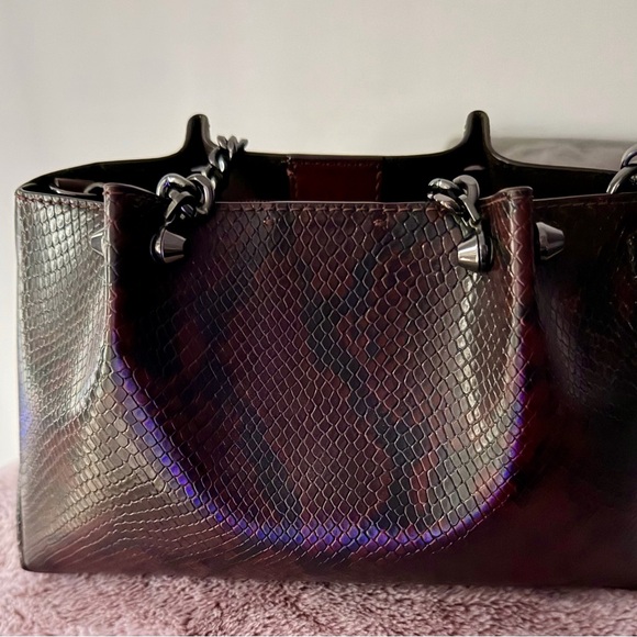 Michael Kors Zena Small Convertible Chain Messenger Merlot Snakeskin - Picture 4 of 5